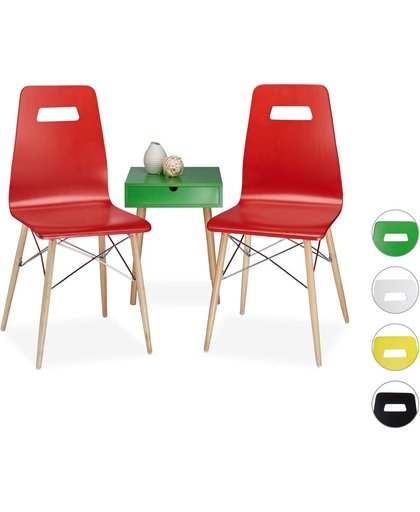 relaxdays - design stoel 2 stuks - eetkamerstoel - moderne eetkamer stoelen hout rood