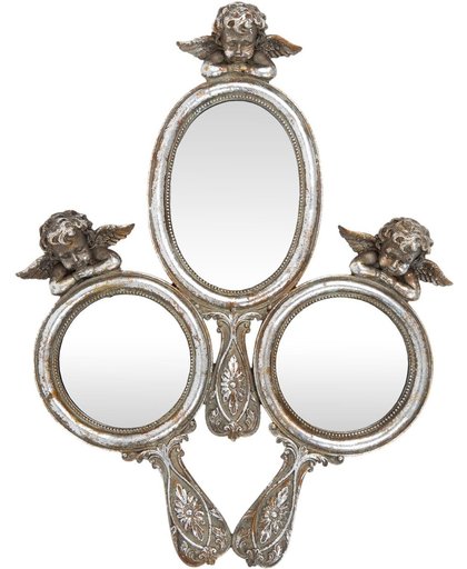 Clayre & Eef zilver engel 3 spiegels - Spiegel 34*48*7 cm