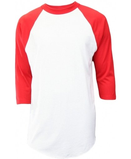 Soffe Raglan Baseball Shirt 3/4 mouw - Wit/Rood - Small