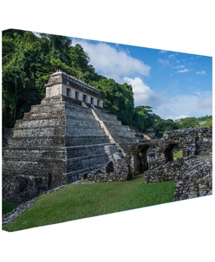 Piramide van Palenque Mexico  Canvas 80x60 cm - Foto print op Canvas schilderij (Wanddecoratie)
