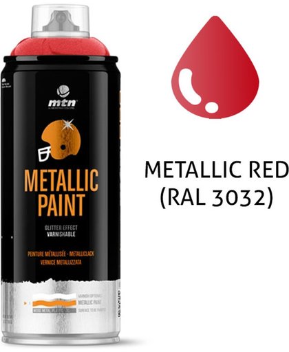 1x Rood Metallic Spuitverf - RAL 3032 - MTN Pro 400ml - Voor diverse klus doeleinden, bruikbaar op hout, plastic en metaal