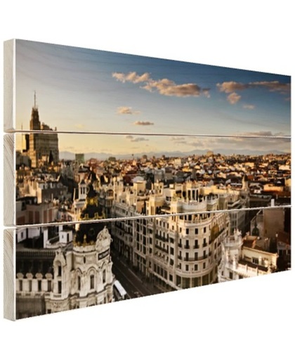 Gran Via Madrid Hout 60x40 cm - Foto print op Hout (Wanddecoratie)