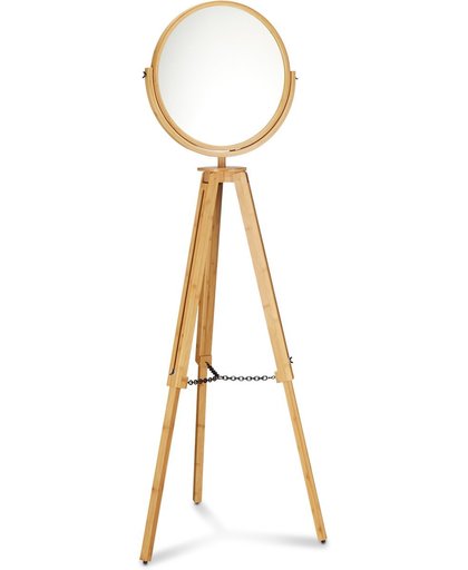 relaxdays staande spiegel hout - make-up spiegel - badkamerspiegel - verstelbaar - bamboe