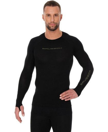 Brubeck | 3D  Pro Heren Seamless Fietsshirt - Trainingsshirt - Sportshirt -  Lange Mouw met Duimgaten - Zwart - S