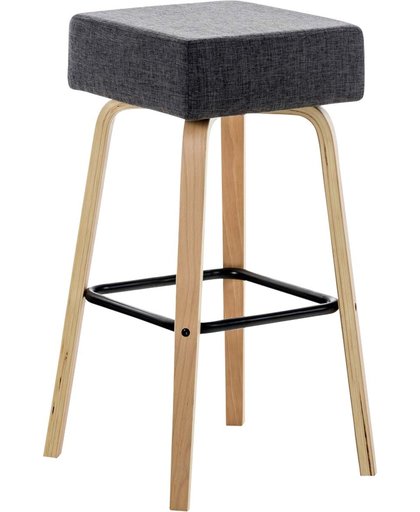 Clp Barkruk LUCA - barstoel met houten onderstel, dik zitkussen en voetsteun, leuningvrij, stof - lichtgrijs onderstel : natuur