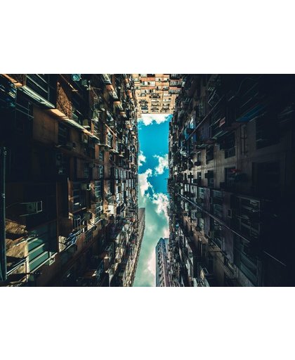 Hong Kong Behang | Hoge muur van Hong Kong | 370 x 250 cm | Extra Sterk Vinyl Behang