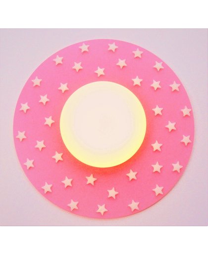 Funnylight kinderlamp sterrenwereld LED roze - plafonniere met witte glow in the dark sterren