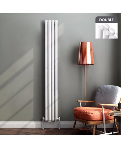 Ember Premium Dubbele Designradiator Verticaal Hoogglans Wit Ovaal - 180 x 24 cm
