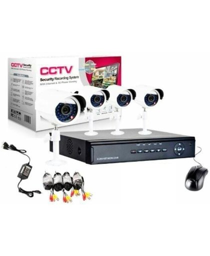 CCTV DVR Kit Beveiligingscamera Plug en Play camerasysteem  - 4 camera's WIT + 1TB HARDE SCHIJF