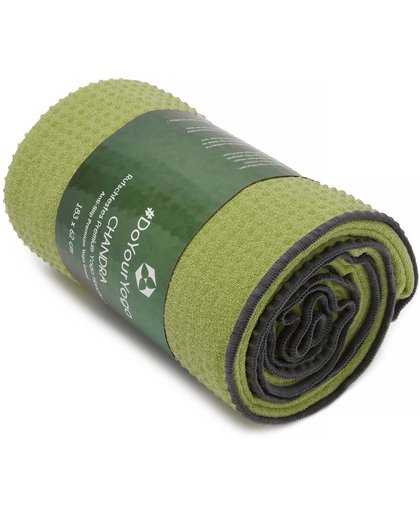 Yogahanddoek »Chandra« met siliconen noppen / Anti-Slip Premium Yoga towel/ 183 x 62 cm / Ideaal voor hot yoga / huidvriendelijk, antislip, absorberend, sneldrogend en zacht. In verschillende kleuren verkrijgbaar: Groen