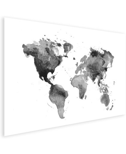 Wereldkaart aquarel zwart wit Poster 90x60 cm