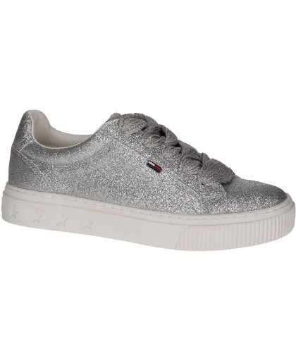 Tommy Hilfiger - Tommy Jeans Glitter Sneaker - Sneaker laag gekleed - Dames - Maat 37 - Zilver;Zilveren - 901 -Silver Glitter