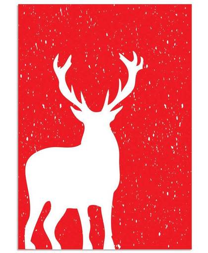 Kerst Poster Hert Designclaud - Rood Wit - A2 poster