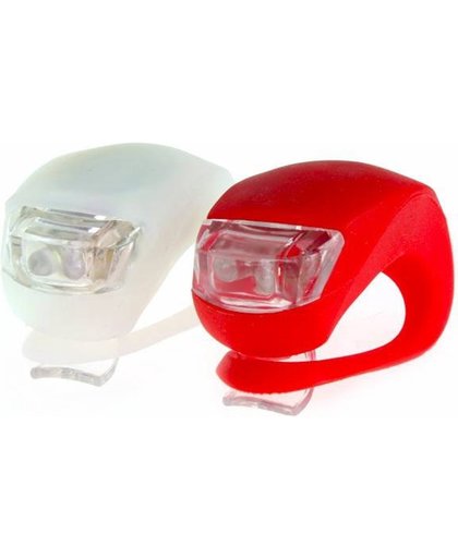 Fietslampjes LED - Set Wit en Rood - Voorlicht en Achterlicht - Inclusief Batterijen - Fietslicht - Lampjes Voor Fiets