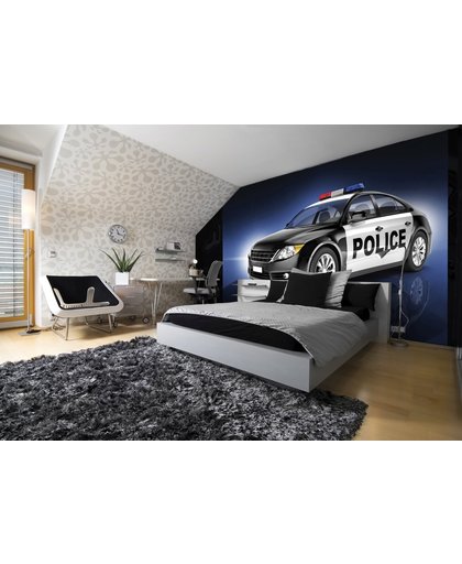 Fotobehang Papier Politieauto | Zwart | 368x254cm