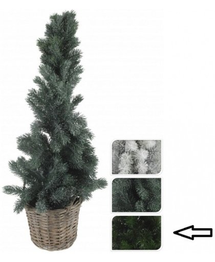 Kleine kerstboom donkergroen in mand 80 cm