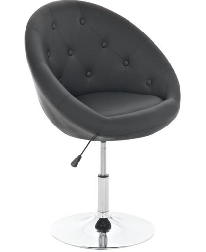 Clp Design Lounge draaifauteuil LONDON, in hoogte verstelbaar 44 - 58 cm, hoog zitcomfort, bekleding van kunstleer - zwart,