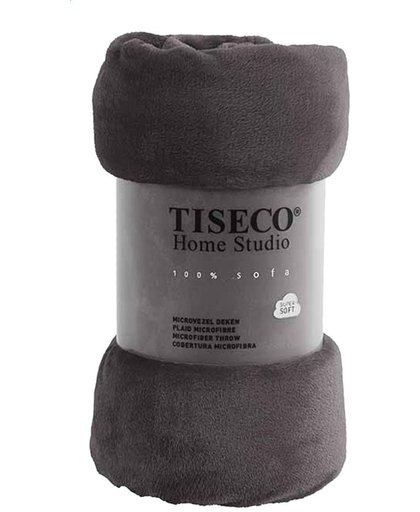Tiseco home studio fleece deken - kleur zwart - 220 x 240cm