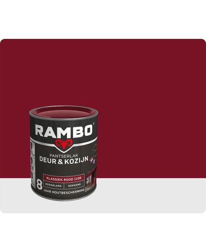 Rambo Deur & Kozijn Pantserlak - Hoogglans - Dekkend - Klassiek Rood - 750 ml