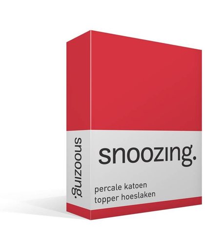 Snoozing - Topper - Hoeslaken - Percale katoen - Eenpersoons - 100x200 cm - Percale katoen - Rood