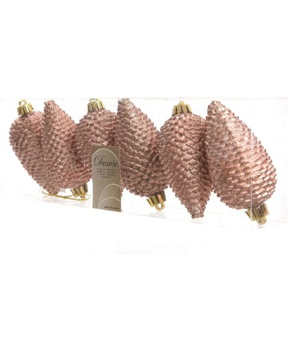 Dennenappels Glitter (8cm) Multi 6 Stuks Champagne Pink