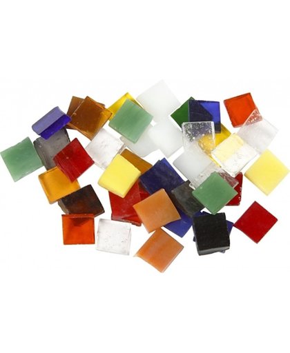 Glasmozaiek gekleurde tegels vierkantjes 10x10 mm 700 stuks