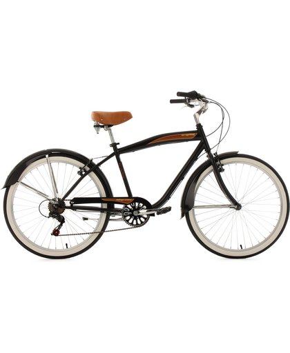 Ks Cycling Fiets Beachcruiser 26 inch Vintage zwart 6 versnellingen - 46 cm