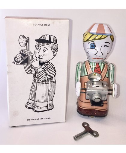 Wind up Metalen Nostalgisch Verzamel Speelgoed Opwindbaar Speelgoed Jongen met Camera