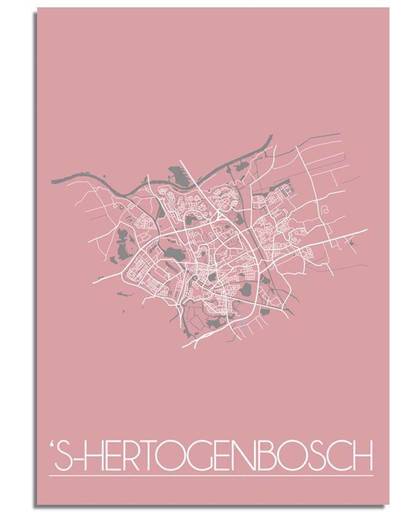 Plattegrond s-Hertogenbosch Stadskaart poster DesignClaud - Roze - B2 poster