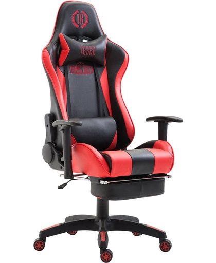 Clp Racing bureaustoel BOAVISTA , Gaming stoel, max. laadvermogen tot 136 kg, met / zonder voetensteun, directiestoel met kantelmechanisme, in hoogte verstelbaar,bekleding van kunstleer - zwart/rood, met voetsteun