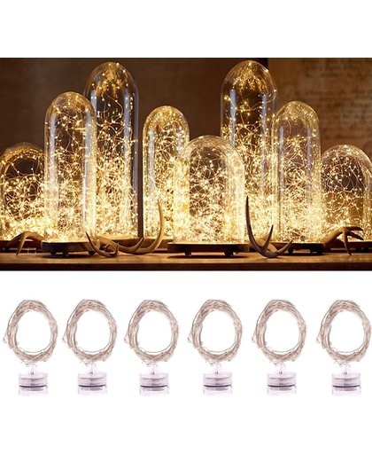 6 PCS 20 LEDs 2700-2900K Waterproof Copper Wire Starry String Light Rope Fairy Warm White Light For Party / Holiday  Length: 2m  DC 6V