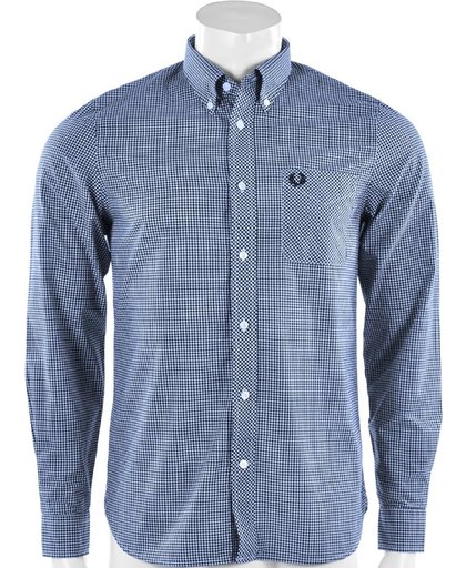 Fred Perry - Classic Gingham Long Sleeve Shirt - Blauw/Rood - Maat XL