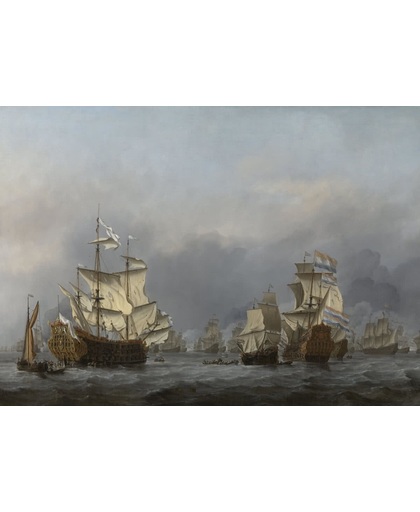 Fotobehang - Willem van Velde (II) - De overgave van de Royal Prince  - breed 355 cm x hoog 250 cm. Vliesbehang 150 grams A-Kwaliteit. Art. F029.39