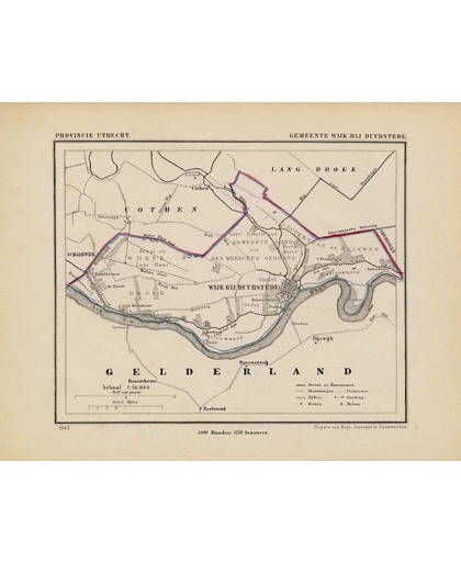 Historische kaart, plattegrond van gemeente Wijk bij Duurstede in Utrecht uit 1867 door Kuyper van Kaartcadeau.com