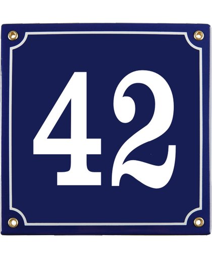 Emaille huisnummer blauw nr. 42