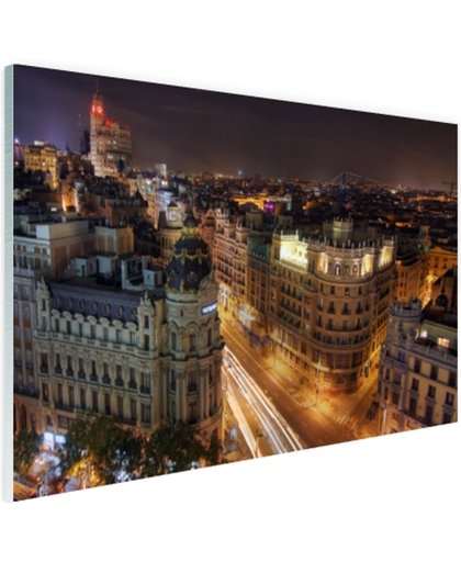 Gran Via van Madrid Glas 120x80 cm - Foto print op Glas (Plexiglas wanddecoratie)