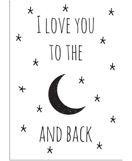 Kinderkamer Poster I love you to the moon and back DesignClaud - Zwart wit - A4 poster