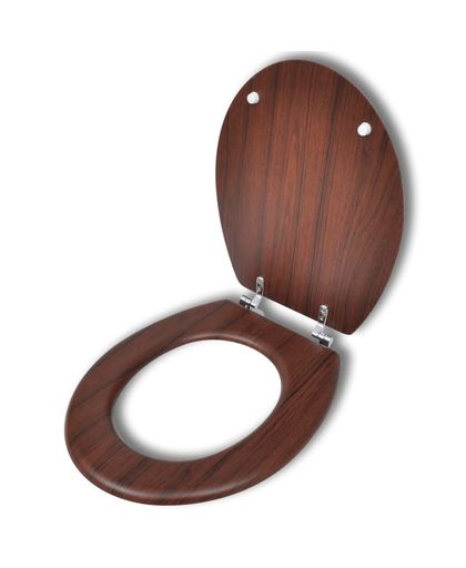 WC-bril met MDF deksel en eenvoudig ontwerp houtkleurig