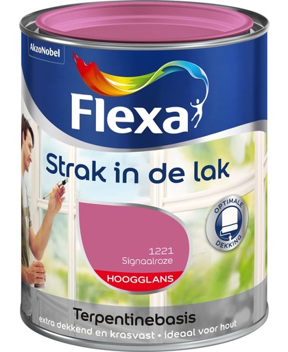 Flexa Strak In De Lak Hoogglans - Signaalroze - 0,75 liter