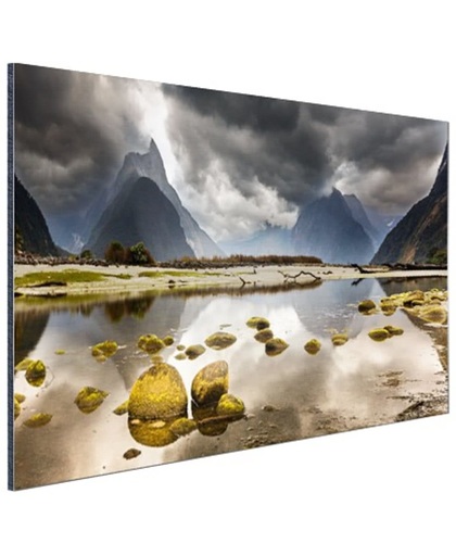 Milford Sound Nieuw-Zeeland Aluminium 60x40 cm - Foto print op Aluminium (metaal wanddecoratie)
