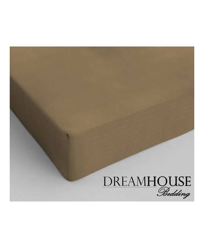 Dreamhouse bedding katoen hoeslaken taupe - 1-persoons (70 cm) - taupe