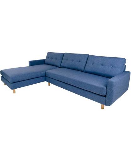 Norrut Arte 3-zitsbank met chaise longue links stof blauw