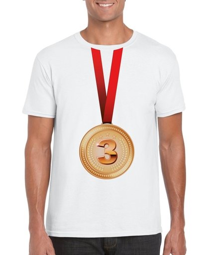 Bronzen medaille kampioen shirt wit heren - Winnaar shirt Nr 3 S