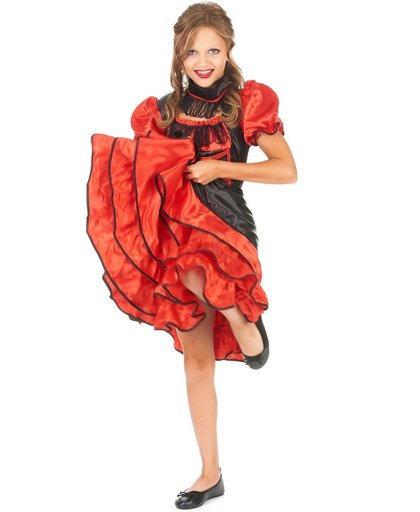 Rood en zwart cabaret kostuum voor meisjes - Verkleedkleding