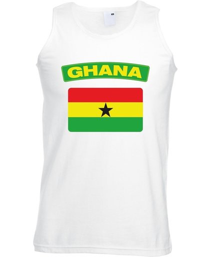 Ghana singlet shirt/ tanktop met Ghanese vlag wit heren L