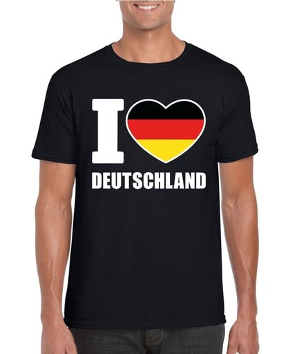 Zwart I love Deutschland supporter shirt heren - Duitsland t-shirt heren S