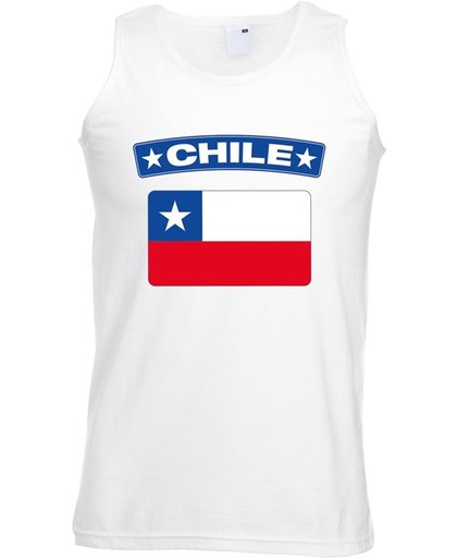 Chili singlet shirt/ tanktop met Chileense vlag wit heren S