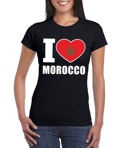 Zwart I love Marokko supporter shirt dames - Marokkaans t-shirt dames XL