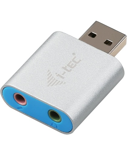 i-tec Metal U2AMETAL kabeladapter/verloopstukje USB 2.0 2 x 3.5mm Blauw, Zilver