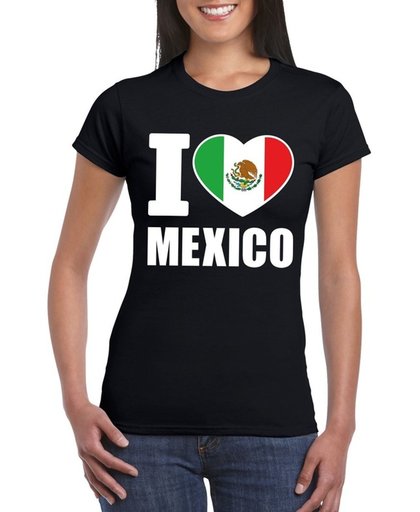 Zwart I love Mexico supporter shirt dames - Mexicaans t-shirt dames S